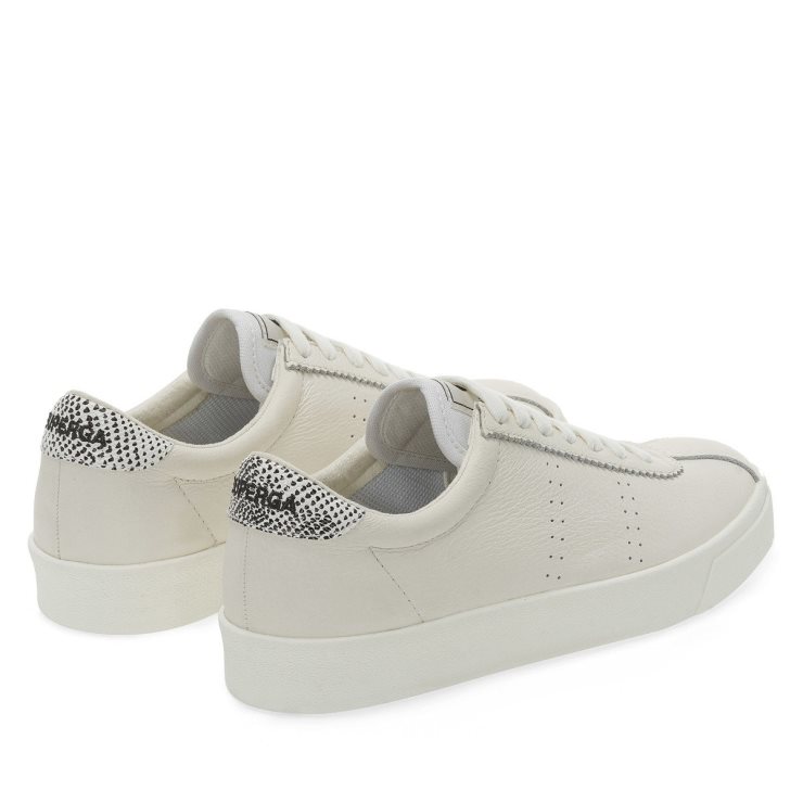 Superga 2843 Club S Mikro Faux Schlange Weiß Avorio Schwarze Schlange