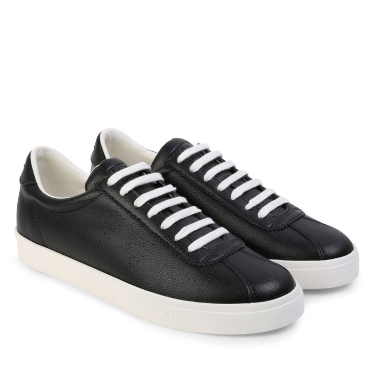 Superga 2843 Club S Veganes Leder Schwarz-weiß Avorio
