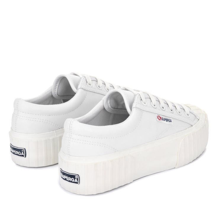 Superga 2631 Stripe Plateau Vegan Weiß-weiß Avorio