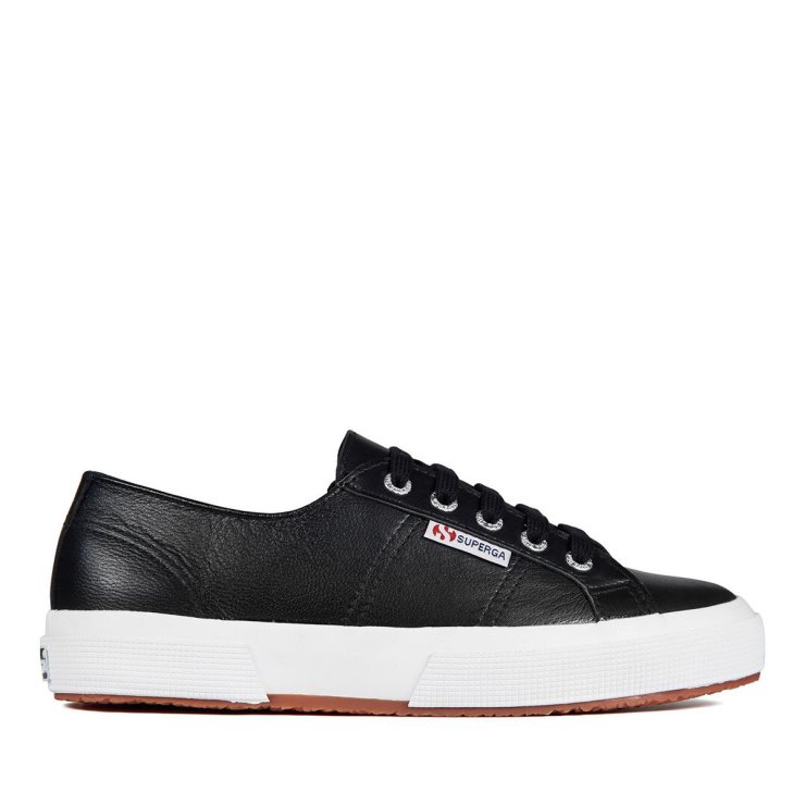 Superga 2750 Nappaleder Schwarz-weiß