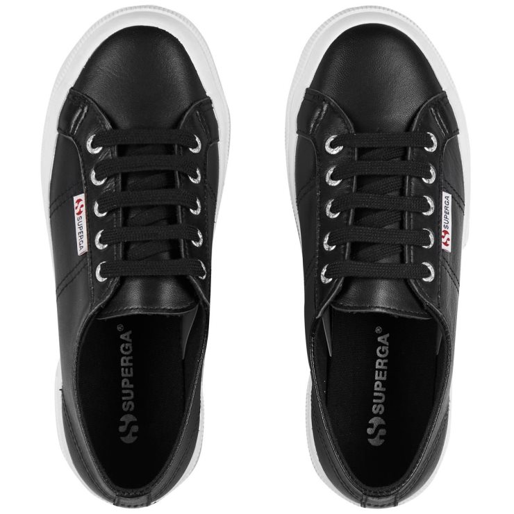 Superga 2750 Nappaleder Schwarz-weiß