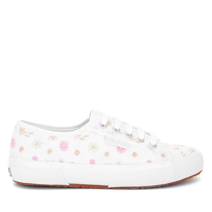 Superga 2750 Blumenstickerei Weiß-bunte Blumen