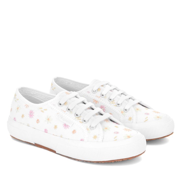 Superga 2750 Blumenstickerei Weiß-bunte Blumen