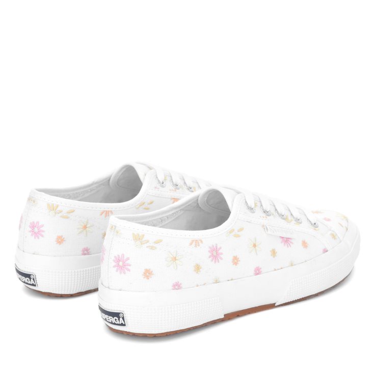 Superga 2750 Blumenstickerei Weiß-bunte Blumen
