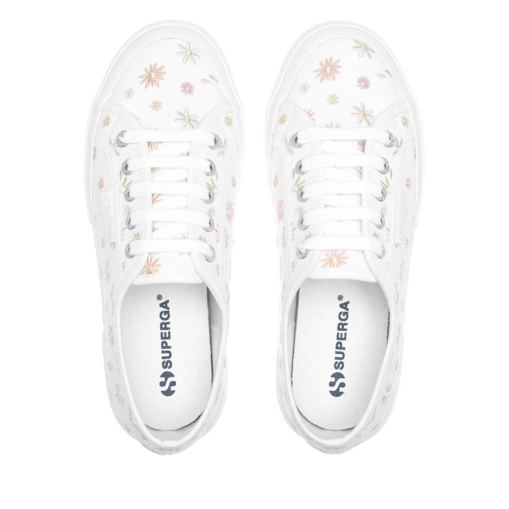 Superga 2750 Blumenstickerei Weiß-bunte Blumen