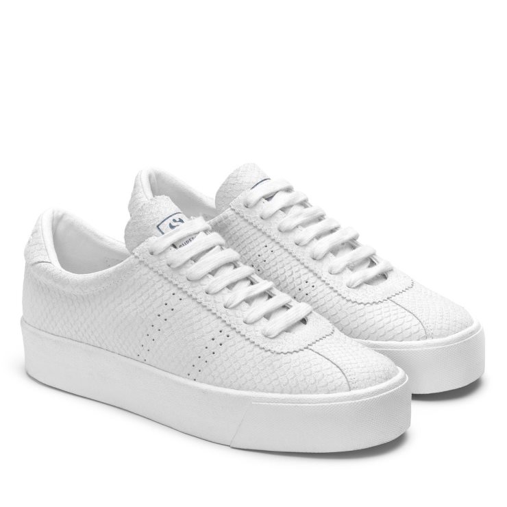 Superga 2854 Club 3 Schlange Wildleder Total Weiß-weiß