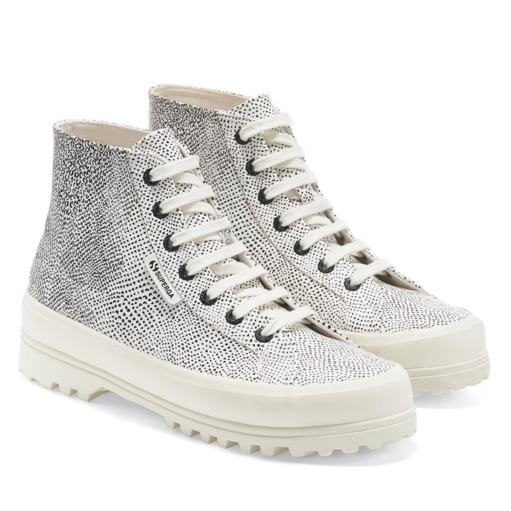 Superga 2341 Alpina Micro Faux Schlange Weiß Avorio Schwarze Schlange