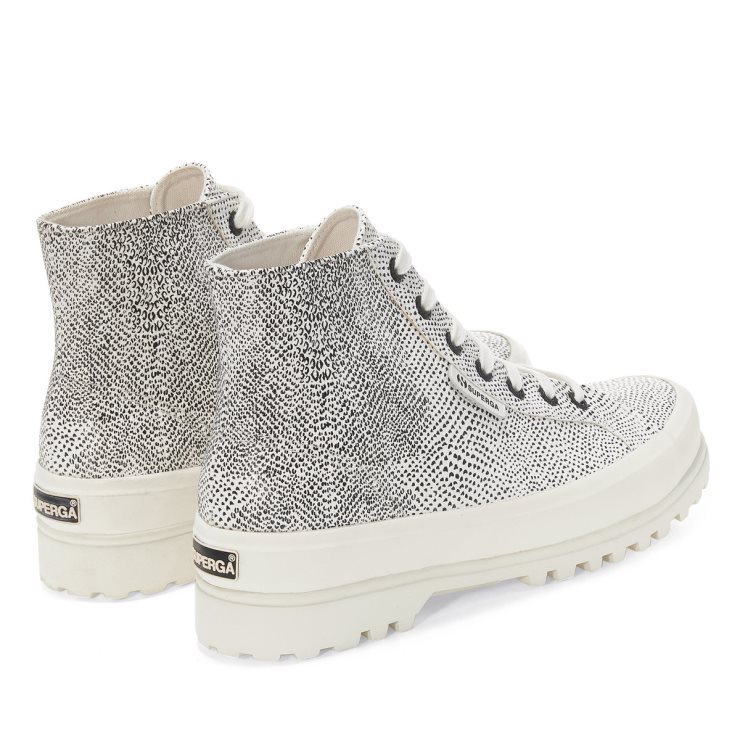 Superga 2341 Alpina Micro Faux Schlange Weiß Avorio Schwarze Schlange