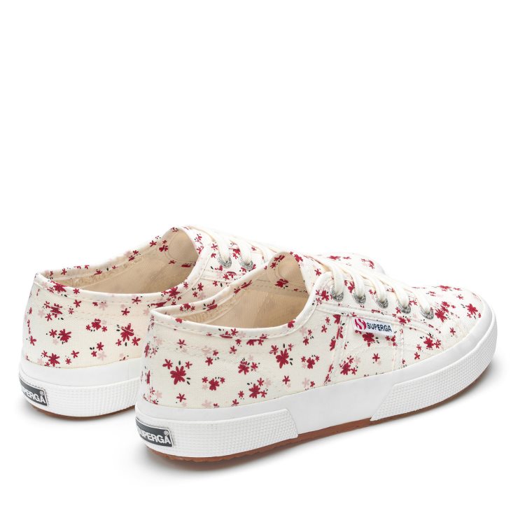Superga 2750 Blumendruck Weiß Avorio-rot