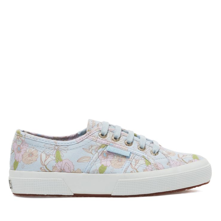 Superga 2750 Blumendruck Lt Blau Rosa Orange Blumen