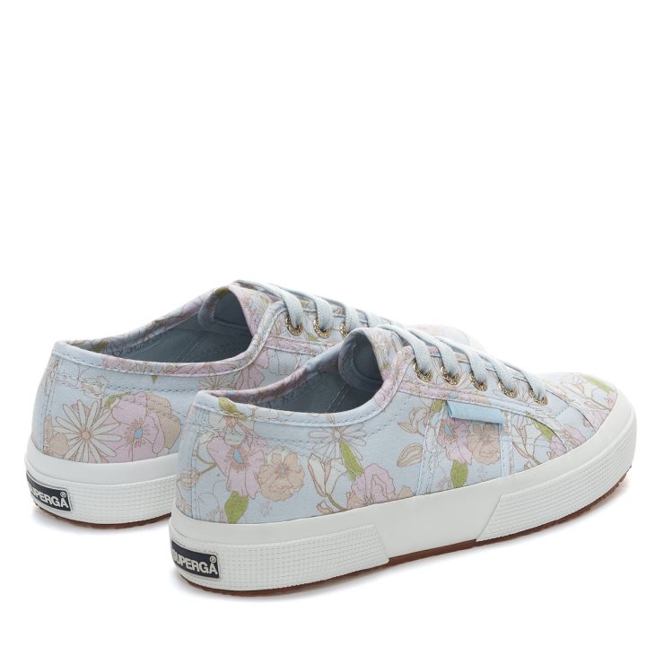 Superga 2750 Blumendruck Lt Blau Rosa Orange Blumen