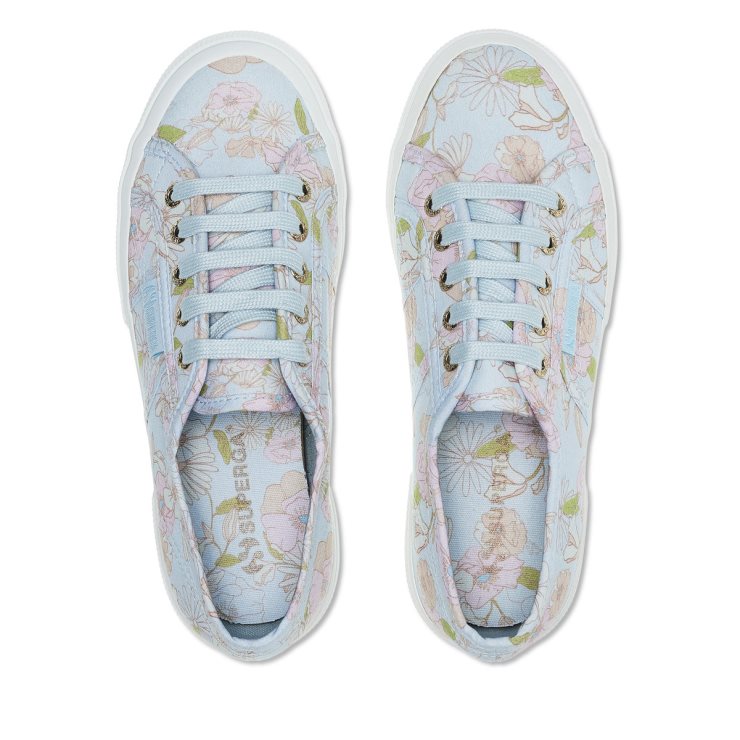 Superga 2750 Blumendruck Lt Blau Rosa Orange Blumen