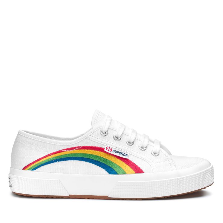 Superga 2750 Regenbogenstickerei Weiß-regenbogen