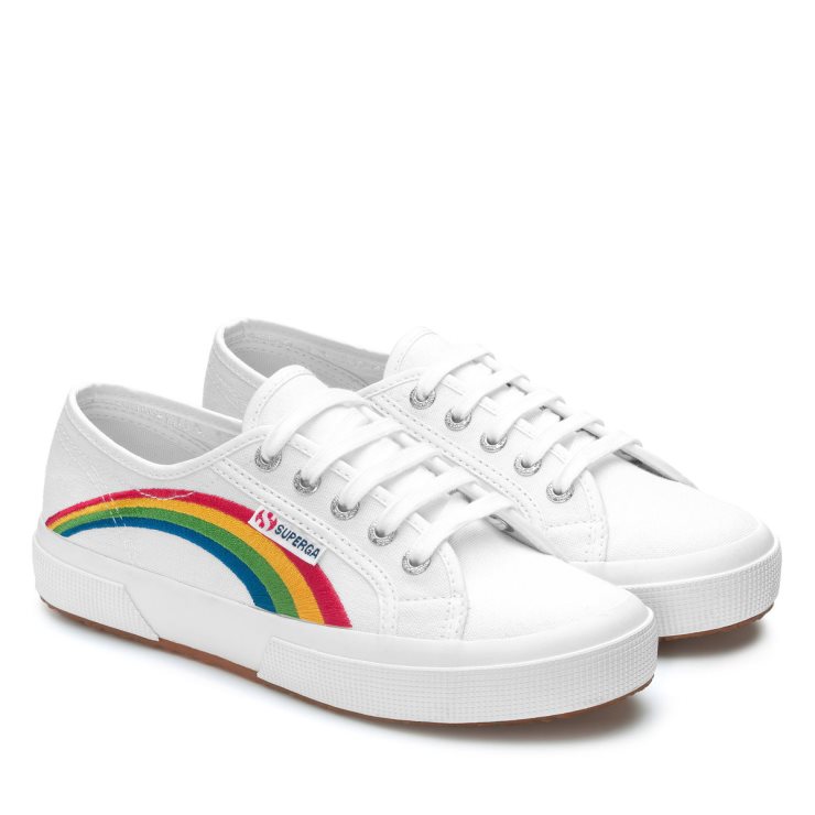 Superga 2750 Regenbogenstickerei Weiß-regenbogen
