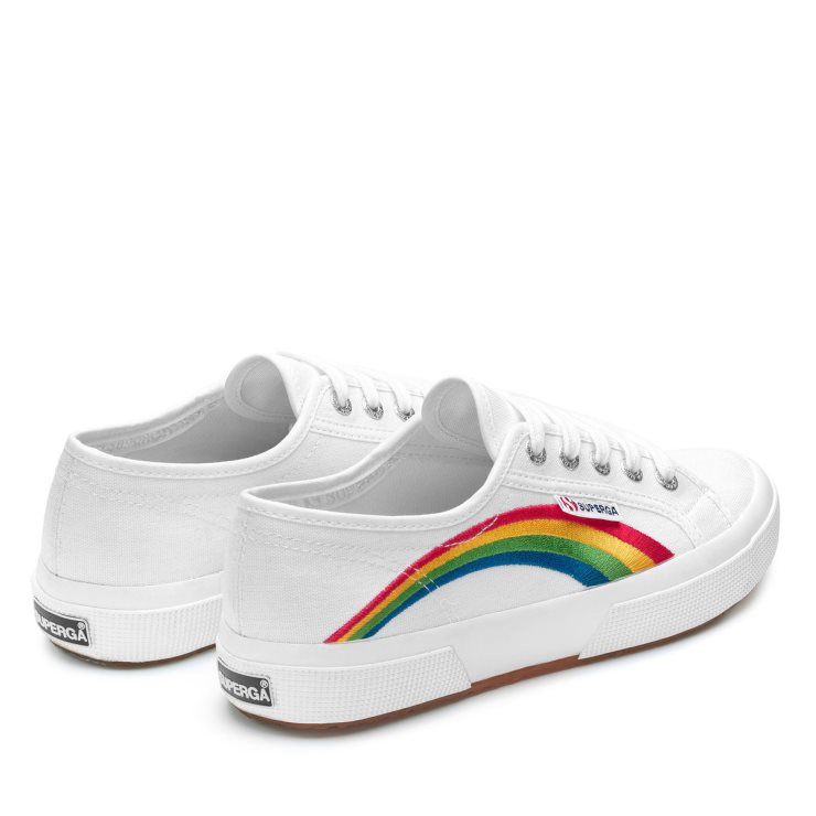 Superga 2750 Regenbogenstickerei Weiß-regenbogen