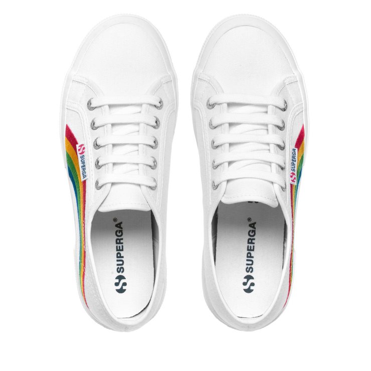 Superga 2750 Regenbogenstickerei Weiß-regenbogen
