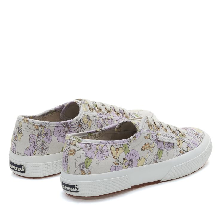 Superga 2750 Blumendruck Lt Beige Lilla Lt Gelbe Blumen