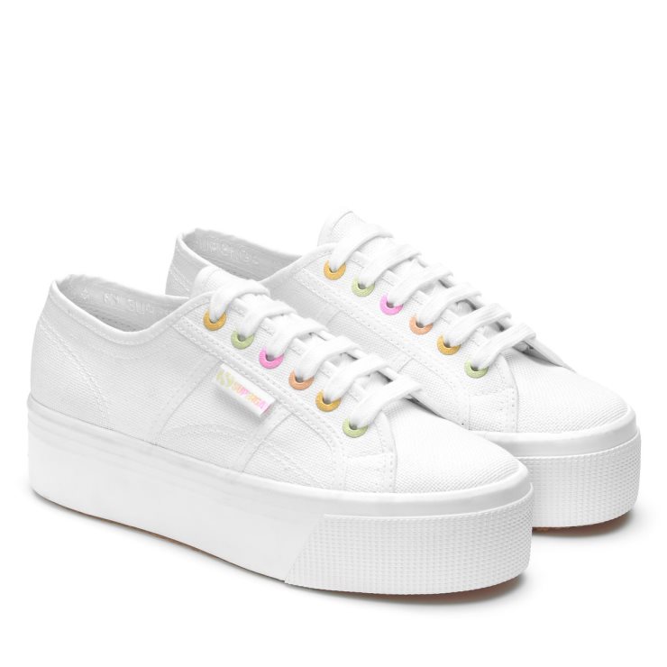 Superga 2790 Rainbow Details Weiß-bonbon Mehrfarbig