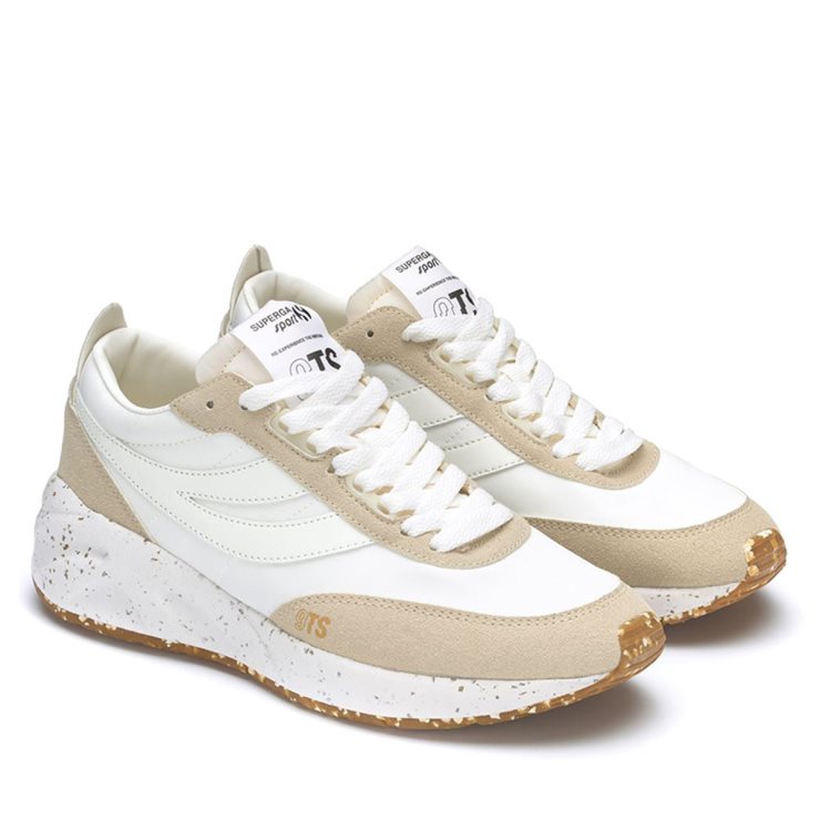 Superga 4089 Training 9ts Slim Veganes Kunstleder Beige Lt-f Avorio