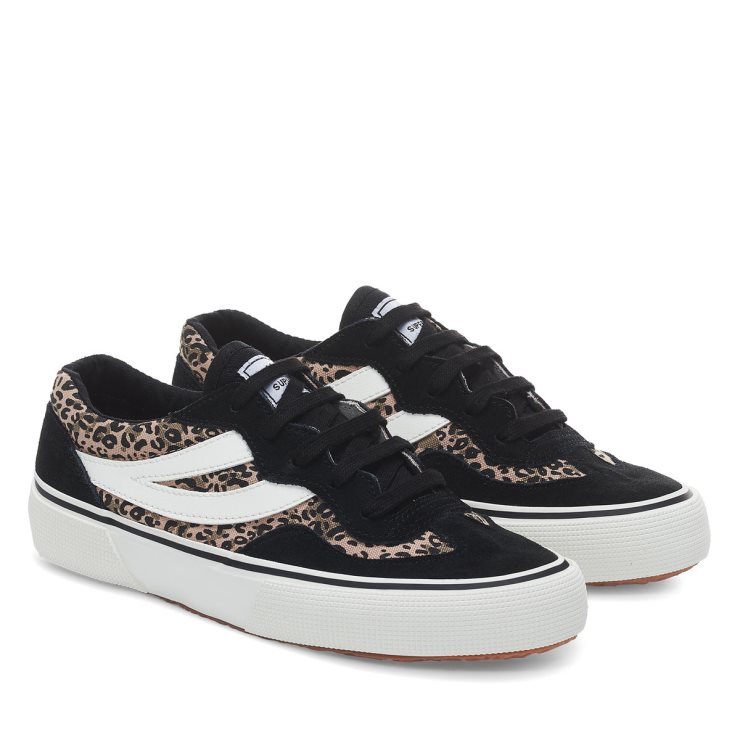 Superga 2941 Revolley Microleopard Schwarzer Microleopard