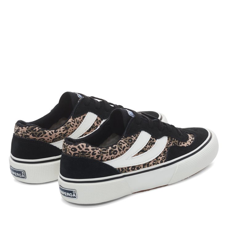 Superga 2941 Revolley Microleopard Schwarzer Microleopard