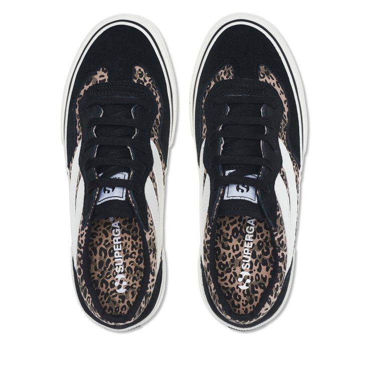 Superga 2941 Revolley Microleopard Schwarzer Microleopard