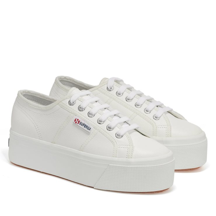 Superga 2790 Vollnarbenleder Weiß-weiß