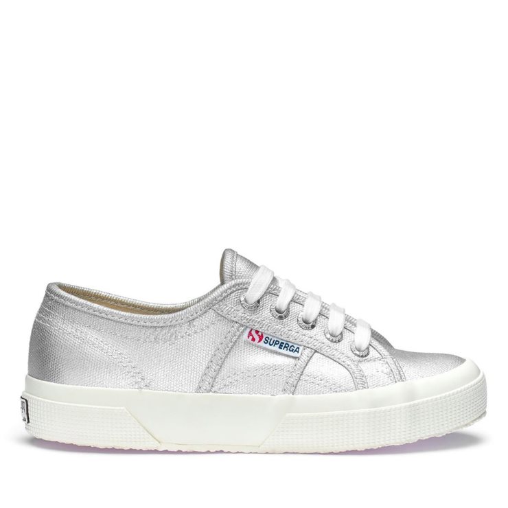 Superga 2750 Canvas Metallic Grausilber Matt-f Avorio