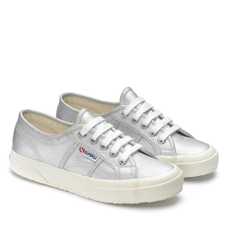 Superga 2750 Canvas Metallic Grausilber Matt-f Avorio