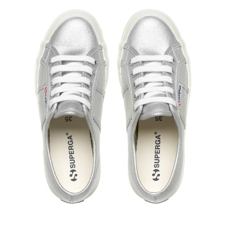 Superga 2750 Canvas Metallic Grausilber Matt-f Avorio