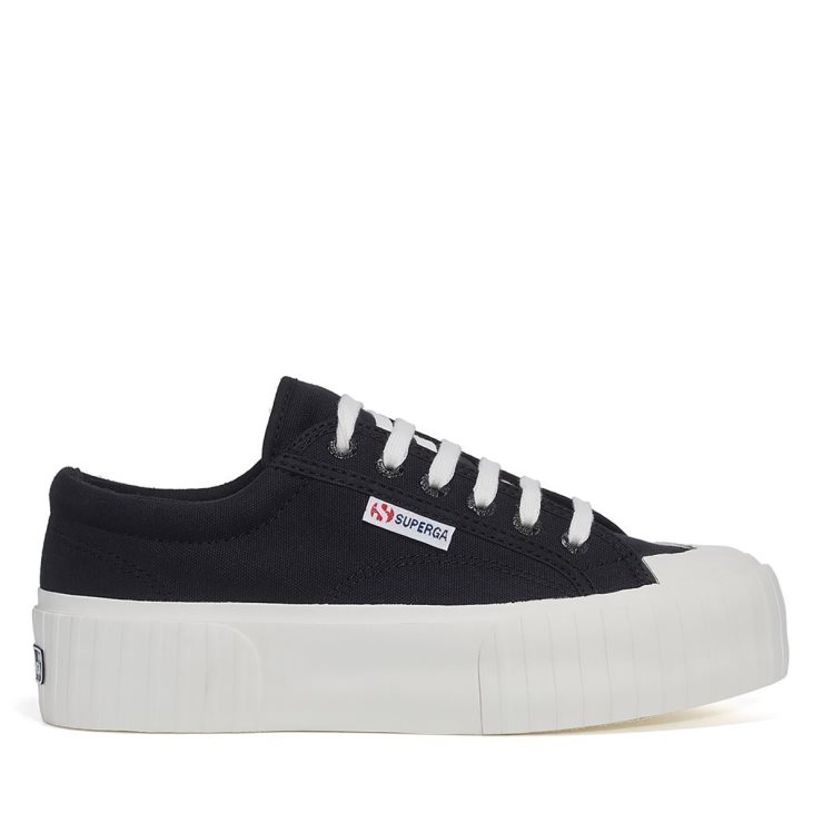 Superga 2631 Stripe Plateau Schwarz-weiß Avorio