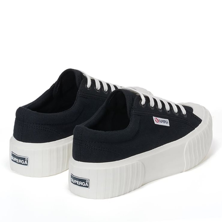 Superga 2631 Stripe Plateau Schwarz-weiß Avorio