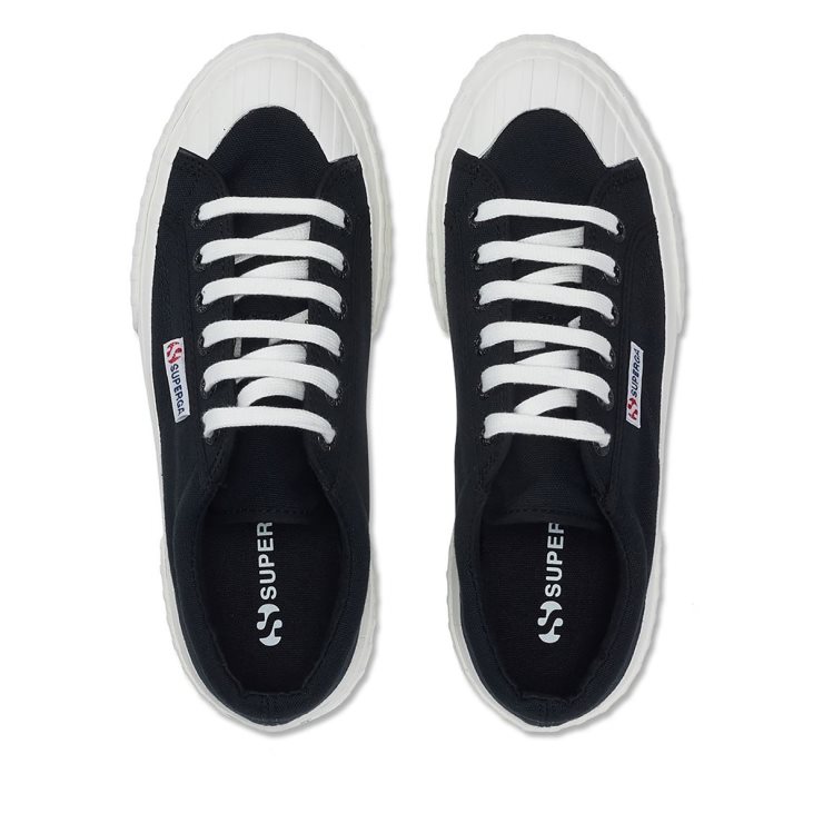 Superga 2631 Stripe Plateau Schwarz-weiß Avorio