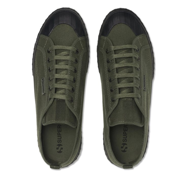 Superga 2630 Streifenband Grün Sherwood Schwarz