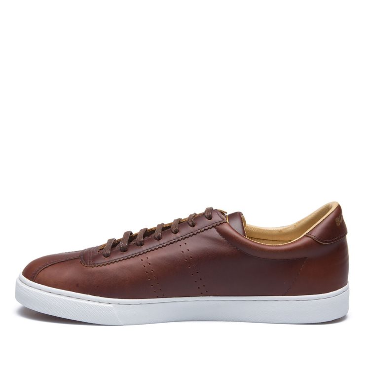 Superga 2843 Superga Sport Gebürstetes Leder Cognac-weiß