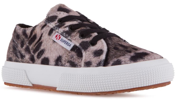 Superga 2750 Kids Print Samt Grau Leopard