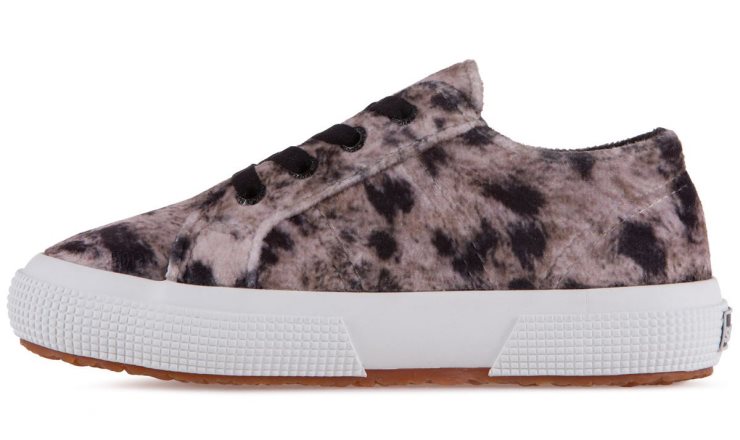 Superga 2750 Kids Print Samt Grau Leopard