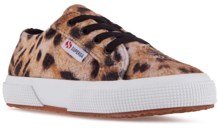 Superga 2750 Kids Print Samt Lt Beige Leopard
