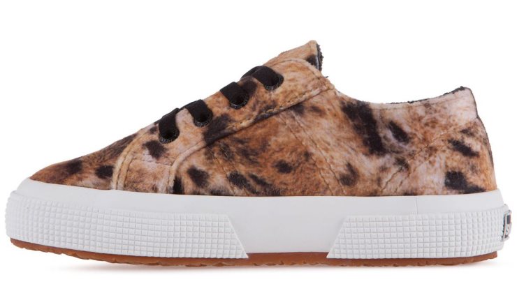 Superga 2750 Kids Print Samt Lt Beige Leopard