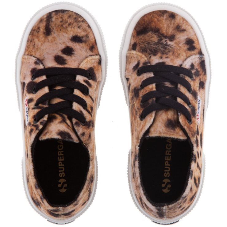 Superga 2750 Kids Print Samt Lt Beige Leopard