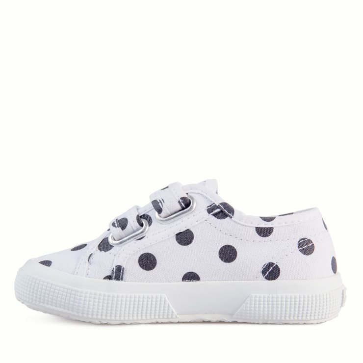 Superga 2750 Kinderriemen Polkadots Weiß-schwarze Punkte