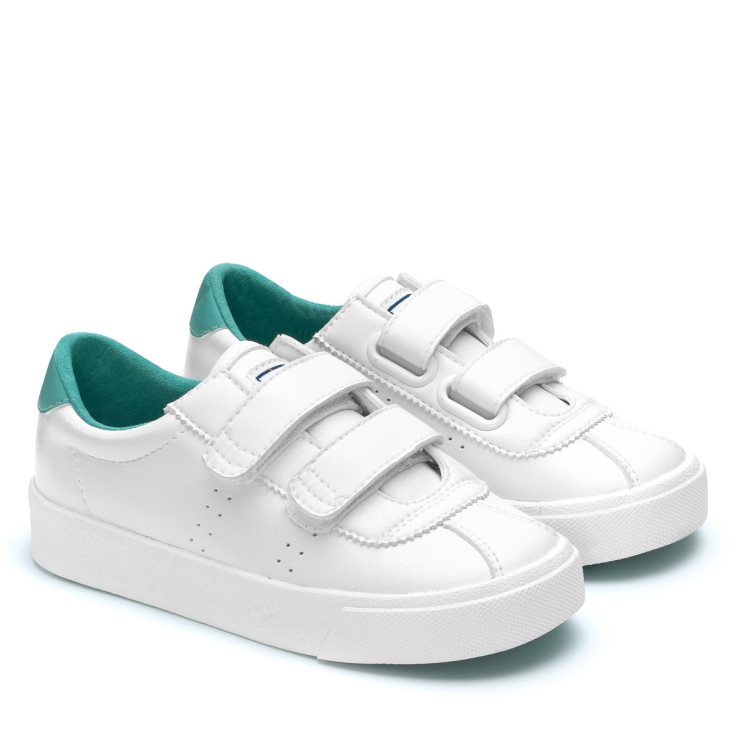 Superga 2843 Kids Club S Vegan Weiß-türkis Dusty