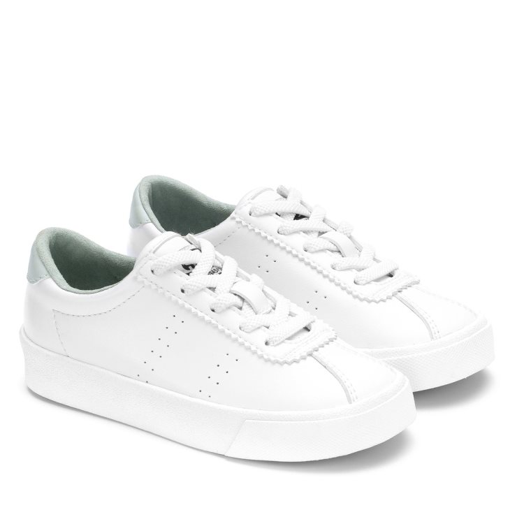 Superga 2843 Kids Club S Veganes Leder Weiß-grüner Eisberg