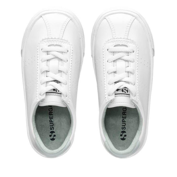 Superga 2843 Kids Club S Veganes Leder Weiß-grüner Eisberg