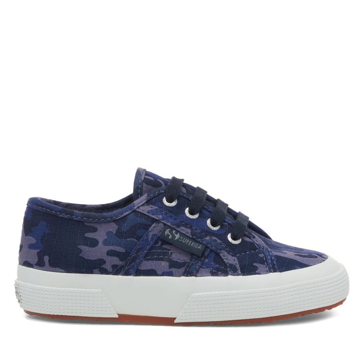 Superga 2750 Kinder Camo Ripstop Blau Grau