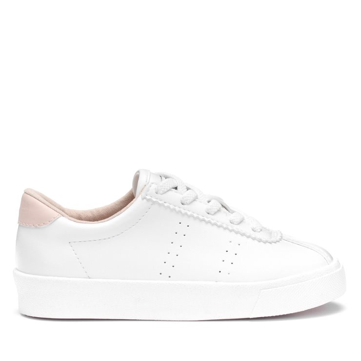 Superga 2843 Kids Club S Veganes Leder Weiß-rosa Haut