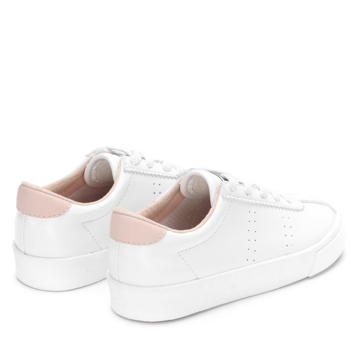 Superga 2843 Kids Club S Veganes Leder Weiß-rosa Haut