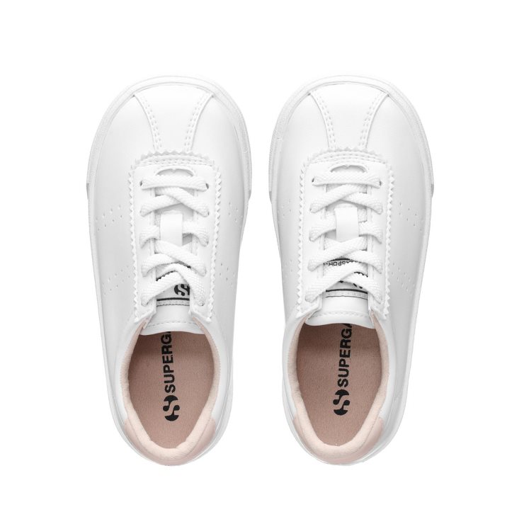 Superga 2843 Kids Club S Veganes Leder Weiß-rosa Haut