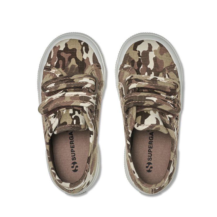 2750 Kids Straps Camo Ripstop Beige Raw Camouflage Superga